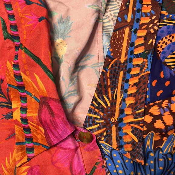 FARM RIO Mixed Print Button Down Shirt Floral Cheetah Viscose Size XL - Picture 5 of 8